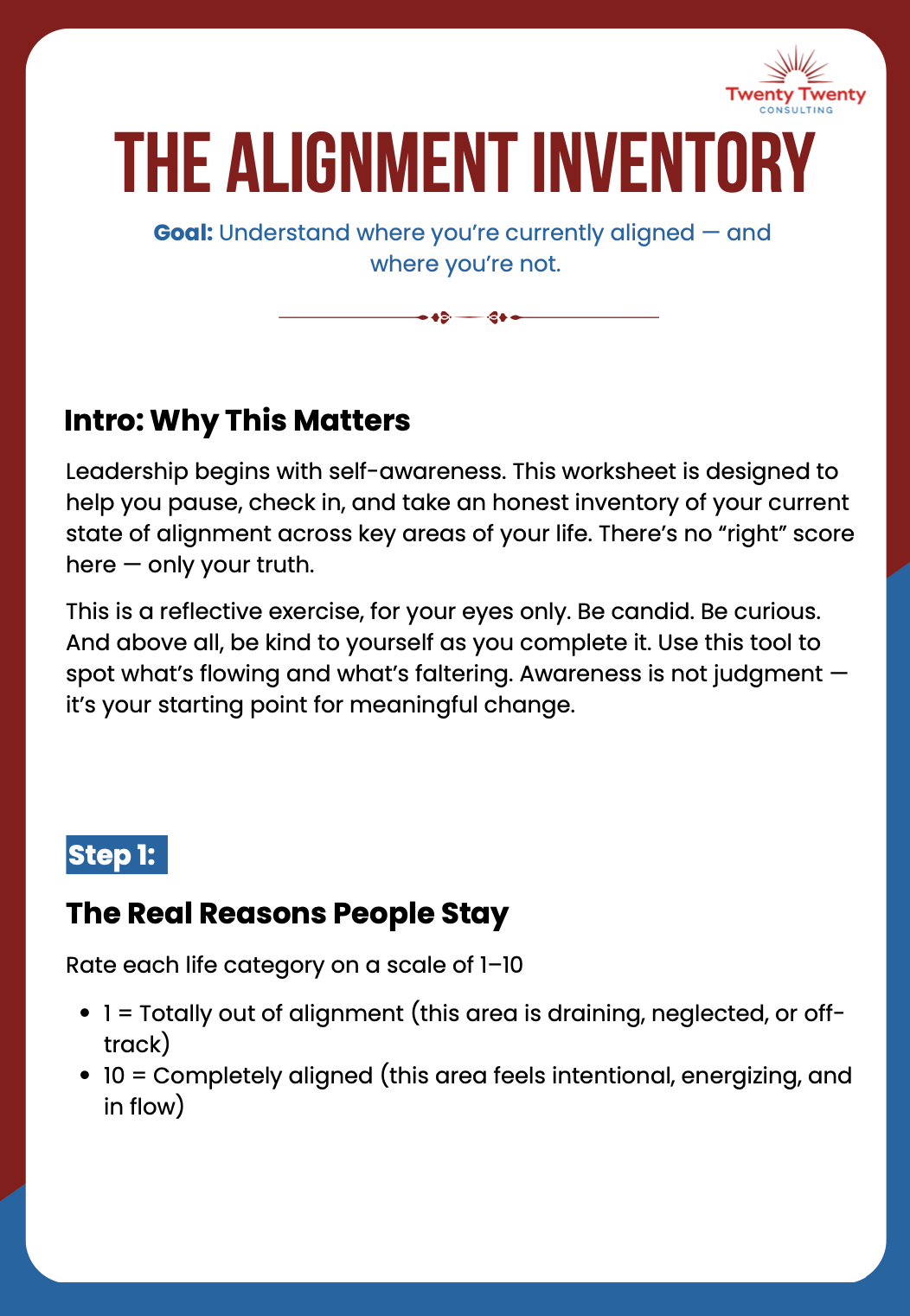 The Alignment Kit: Reset. Realign. Lead.